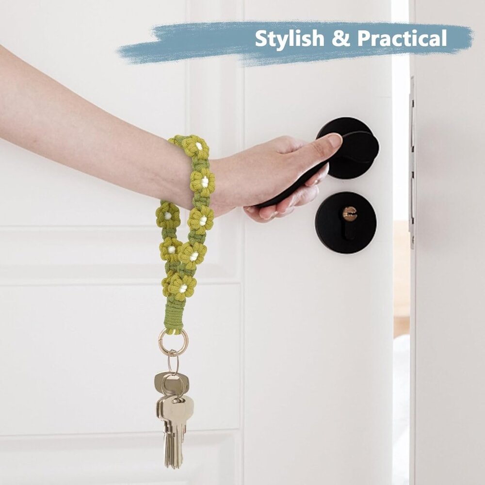 Boho Macrame Keychain Wristlet Keychain Weave Exq… - image 4